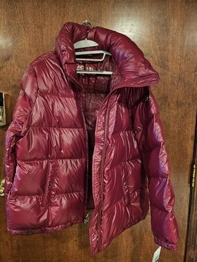 Michael Kors Plum Glossy Puffer Jacket